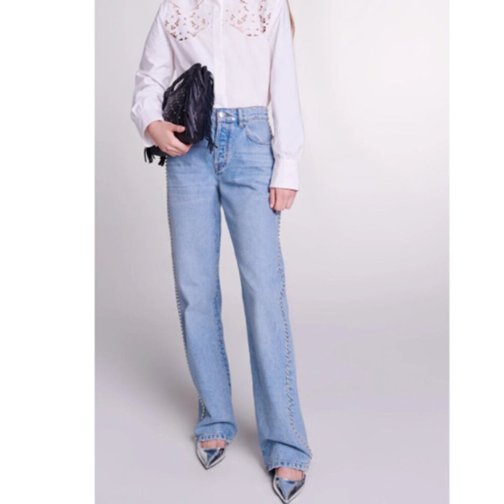 NWT_Maje Wide-leg studded jeans_Size EU 36
